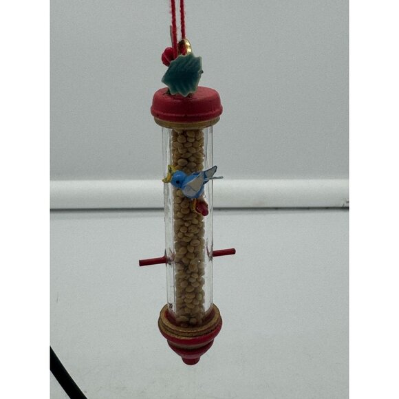 Vintage Miniature Bird Feeder Christmas Ornament with Blue Bird - Picture 2 of 5